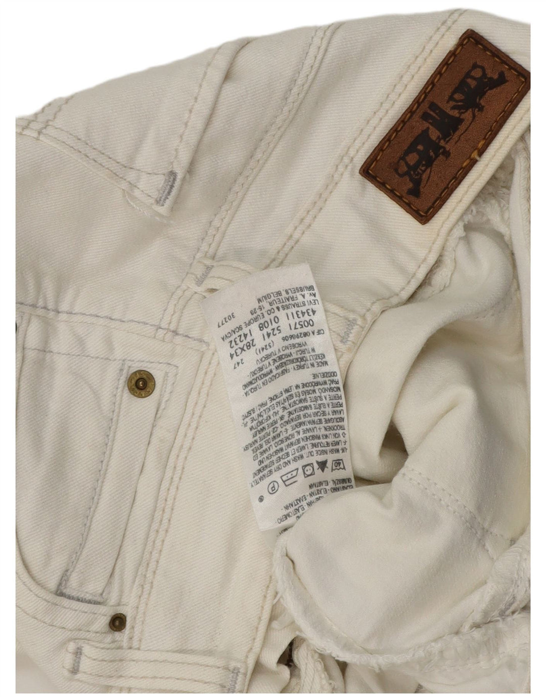 Levi's Damen 571 Slim Jeans W28 L30 Weiße Baumwolle