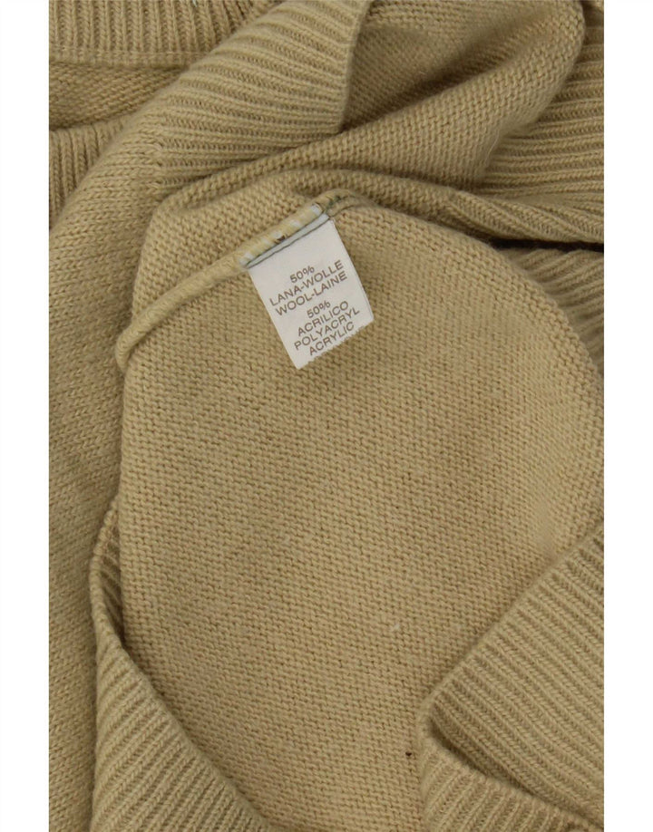 Vintage Herren Pullover mit Rundhalsausschnitt IT 52 Große beige Wolle