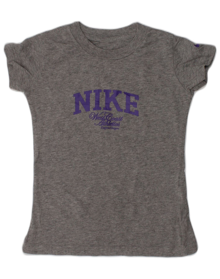 NIKE Girls Graphic T-Shirt Top 4-5 Years Small Grey Cotton | Vintage Nike | Thrift | Second-Hand Nike | Used Clothing | Messina Hembry 