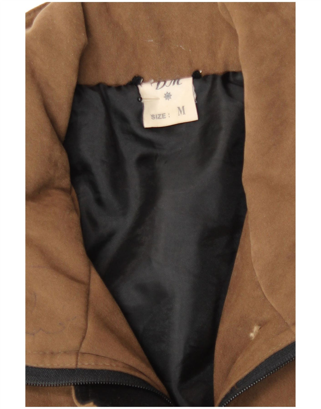 Vintage Damen Übergroßer Mantel UK 14 Mittelbraunes Colourblock-Polyamid