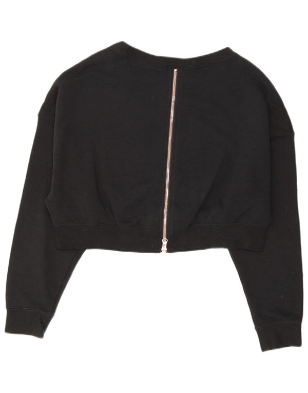 Nike Damen Crop Graphic Sweatshirt Pullover UK 14 Mittelschwarze Baumwolle