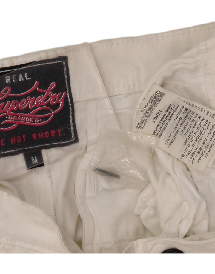Superdry Damen Chinoshorts Medium W34 Weiße Baumwolle