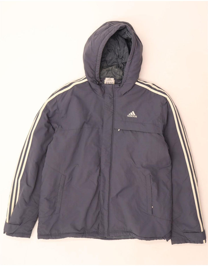 Adidas Herren-Jacke mit Kapuze, gepolstert, UK 40, Größe L, Grau, Polyamid