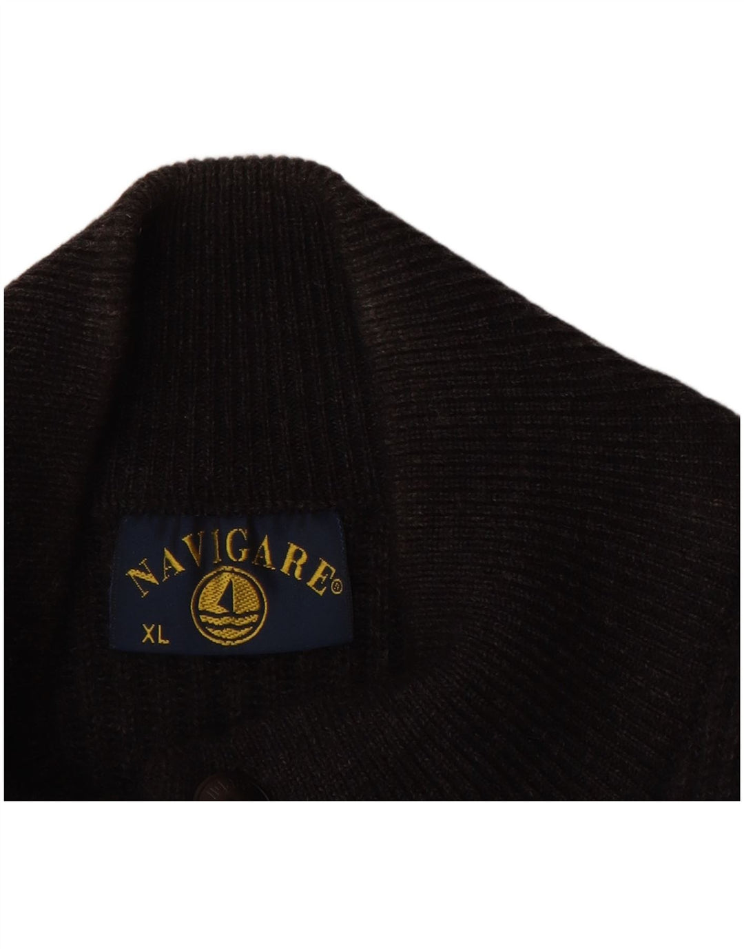 NAVIGARE Herren-Cardigan-Pullover XL aus schwarzer Wolle