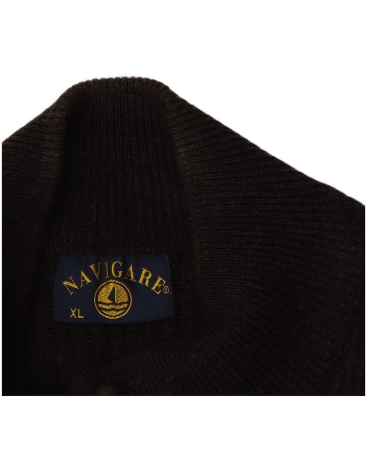 NAVIGARE Herren-Cardigan-Pullover XL aus schwarzer Wolle