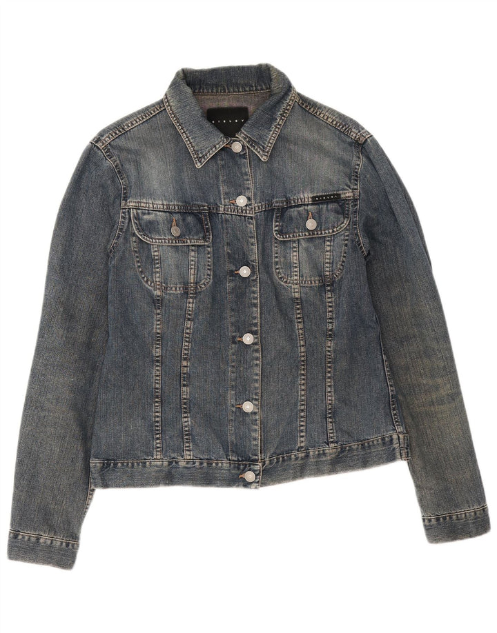 Sisley Damen Jeansjacke UK 14 Mittelblaue Baumwolle
