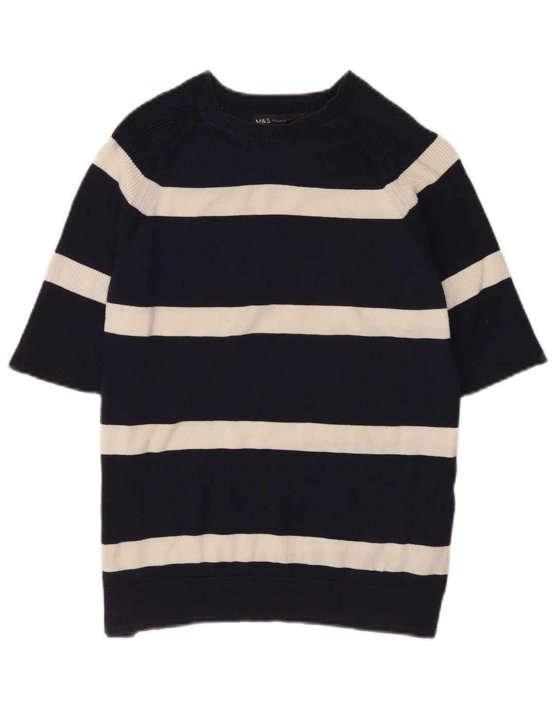 Marks & Spencer Damen-Pullover mit U-Boot-Ausschnitt, Gr. 12, mittelschwarz gestreift
