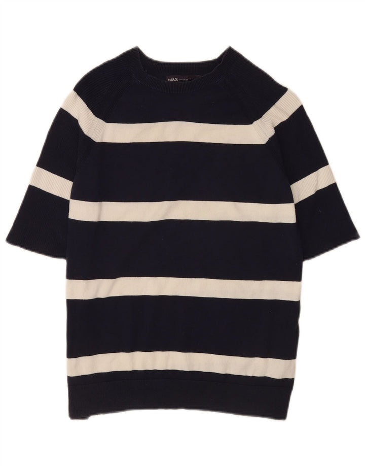 Marks & Spencer Damen-Pullover mit U-Boot-Ausschnitt, Gr. 12, mittelschwarz gestreift