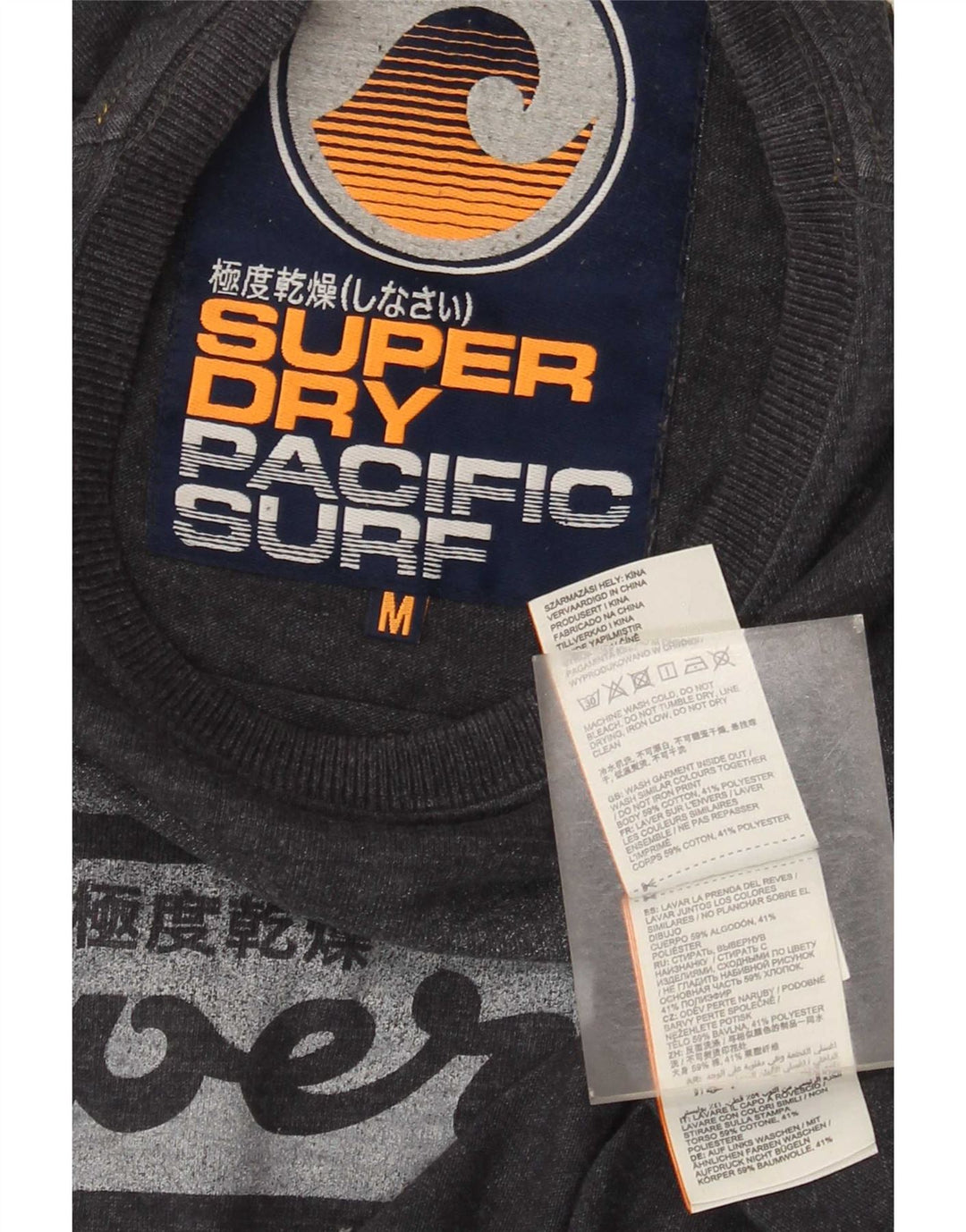 Superdry Herren Grafik-T-Shirt-Oberteil aus mittelblauer, gesprenkelter Baumwolle