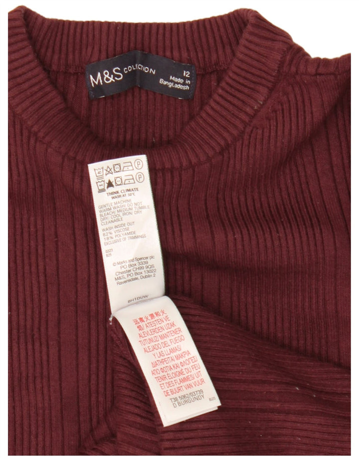 Marks & Spencer Damen-Pullover mit Rundhalsausschnitt, Gr. 12, mittleres Burgunderrot