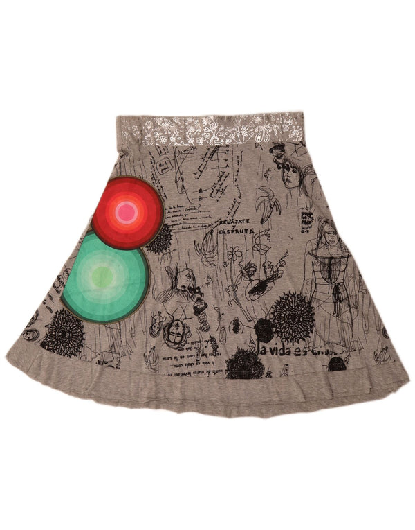 Desigual Womens Graphic A-Line Rock Medium W30 Graue geometrische Baumwolle