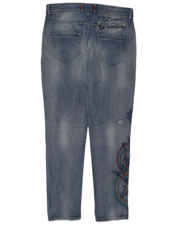 Desigual Damen Graphic Straight Jeans W26 L30 Blau
