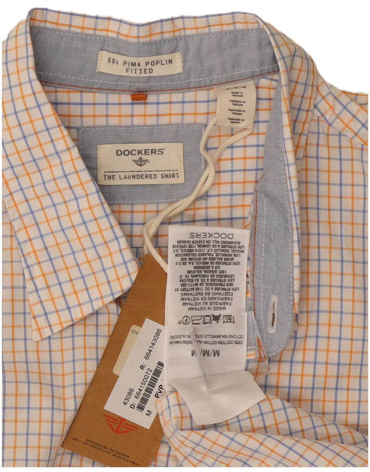 Dockers Herren-Hemd, tailliert, mittelweiß, kariert, Baumwolle