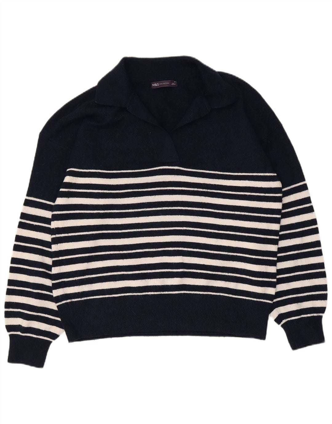 Marks & Spencer Damen-Pullover mit Polokragen, Gr. 14, mittleres Marineblau