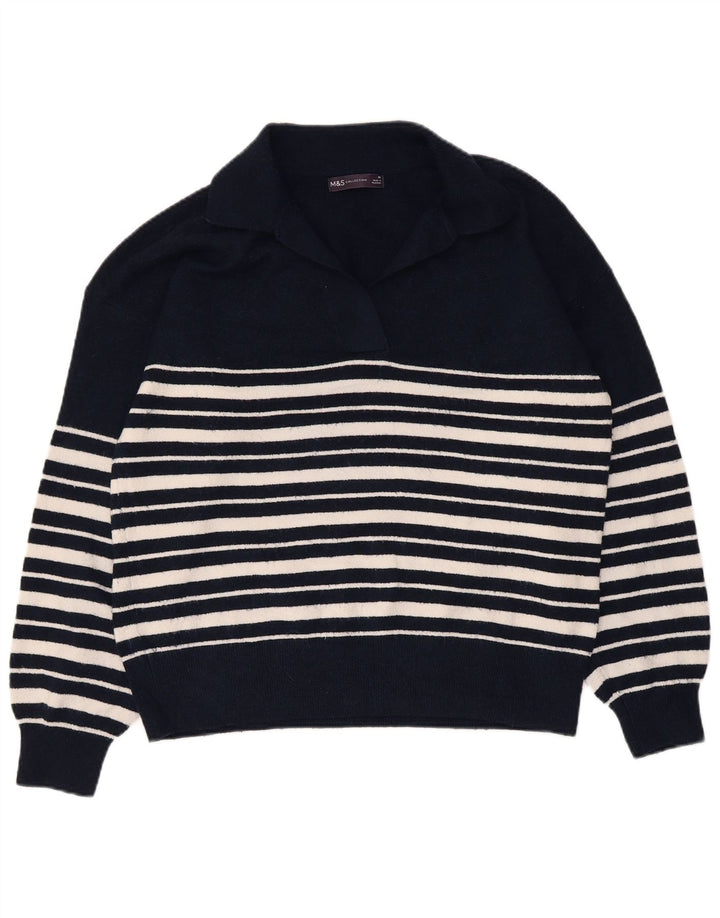 Marks & Spencer Damen-Pullover mit Polokragen, Gr. 14, mittleres Marineblau
