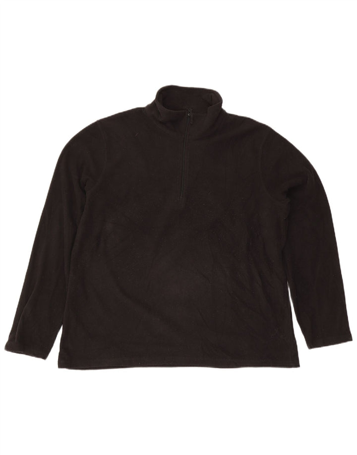 Mountain Warehouse Herren-Fleecepullover mit Reißverschluss am Hals, XL, schwarzes Polyester