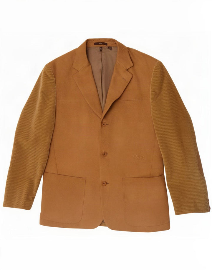 Zara Herren-Blazer aus Cord mit 3 Knöpfen, EU 50, Mittelbeige, Farbblock
