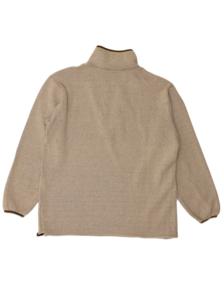 Kappa Herren-Pullover mit Reißverschluss am Hals, große beige gesprenkelte Baumwolle
