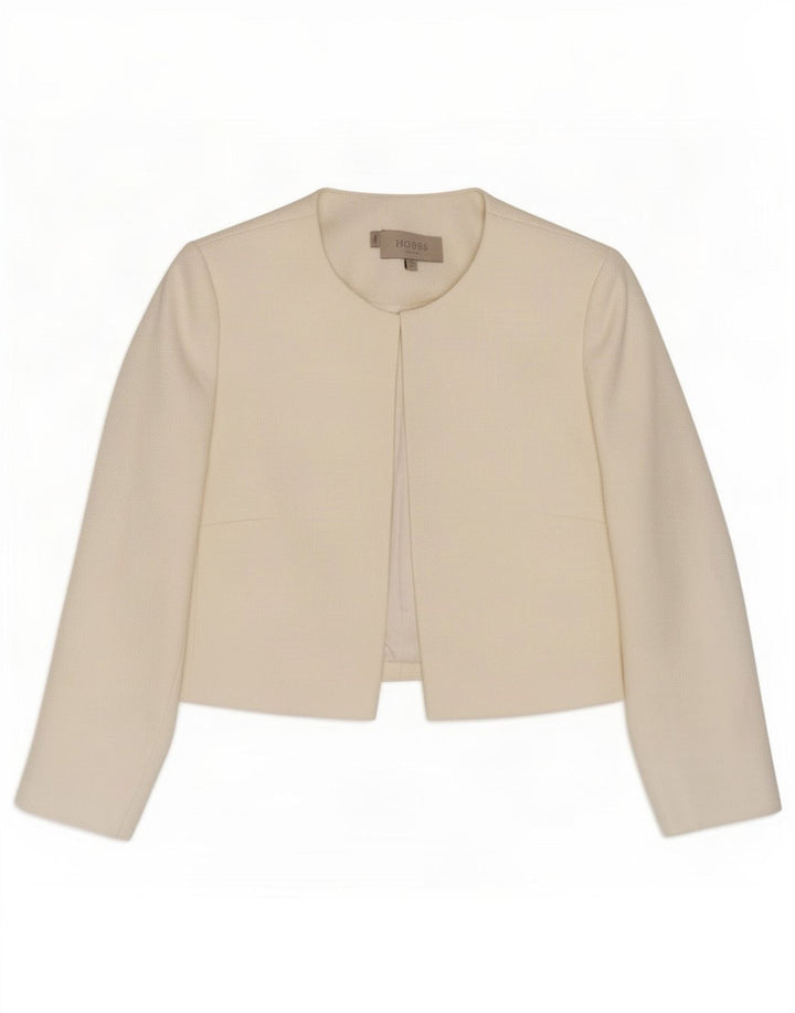 Hobbs Womens 3/4 Sleeve Open Bolero Jacket UK 8 Small White Polyester