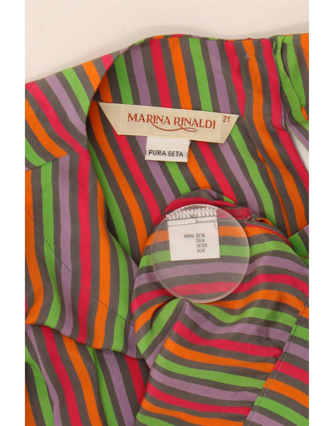 Marina Rinaldi Damen Crop Bluse Top Größe 21 Mittel Mehrfarbig gestreift