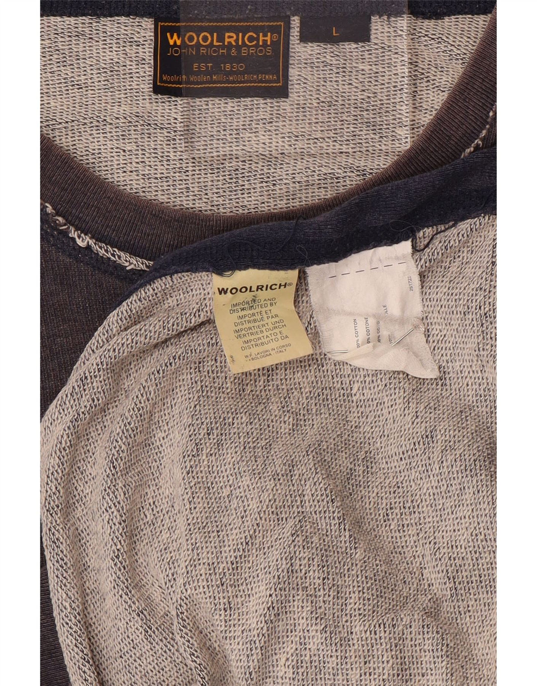 Woolrich Herren-Sweatshirt mit Grafik, groß, marineblau, Baumwolle