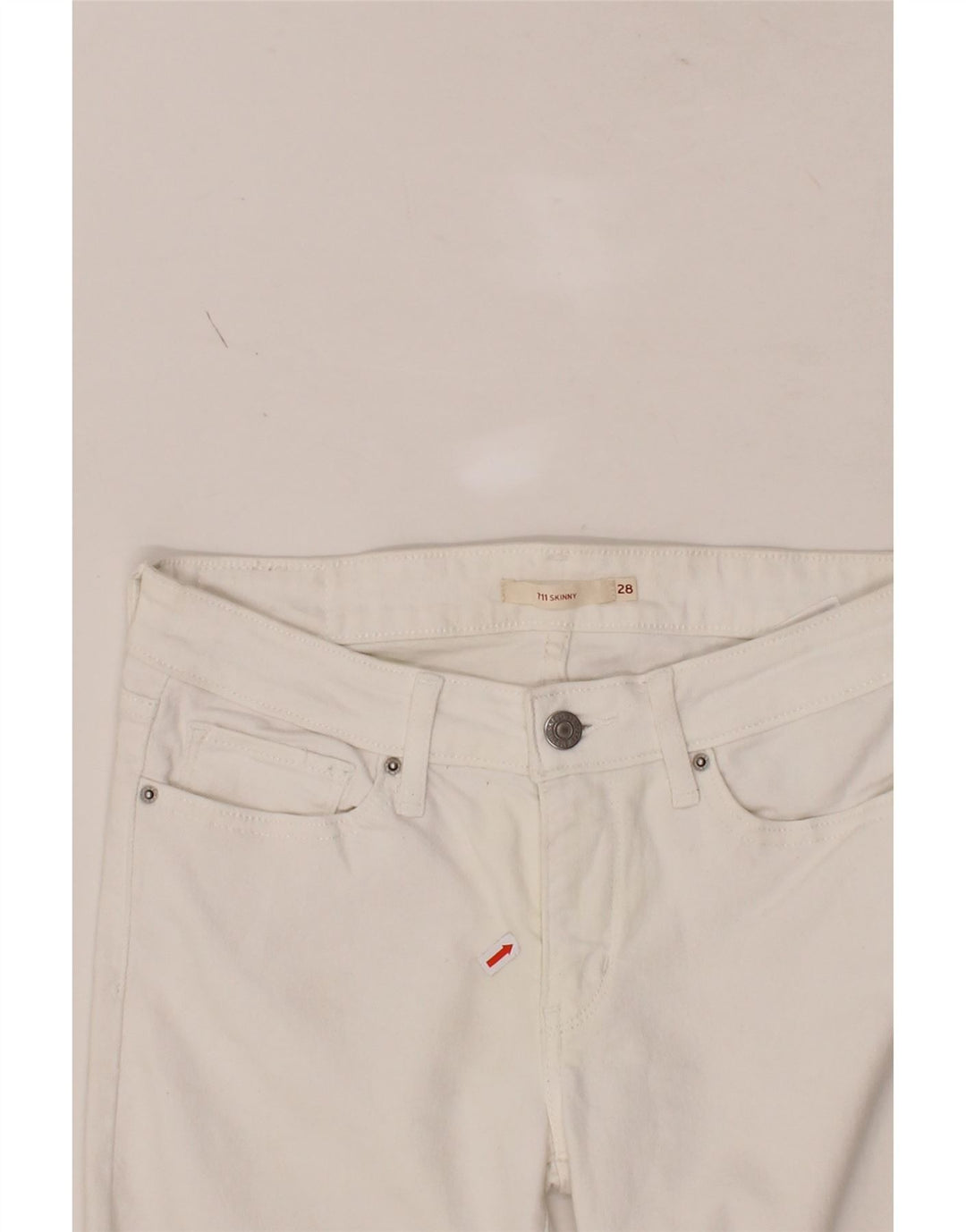 LEVI'S Womens 711 Skinny Jeans W28 L30  White Cotton Vintage Levi's and Second-Hand Levi's from Messina Hembry 