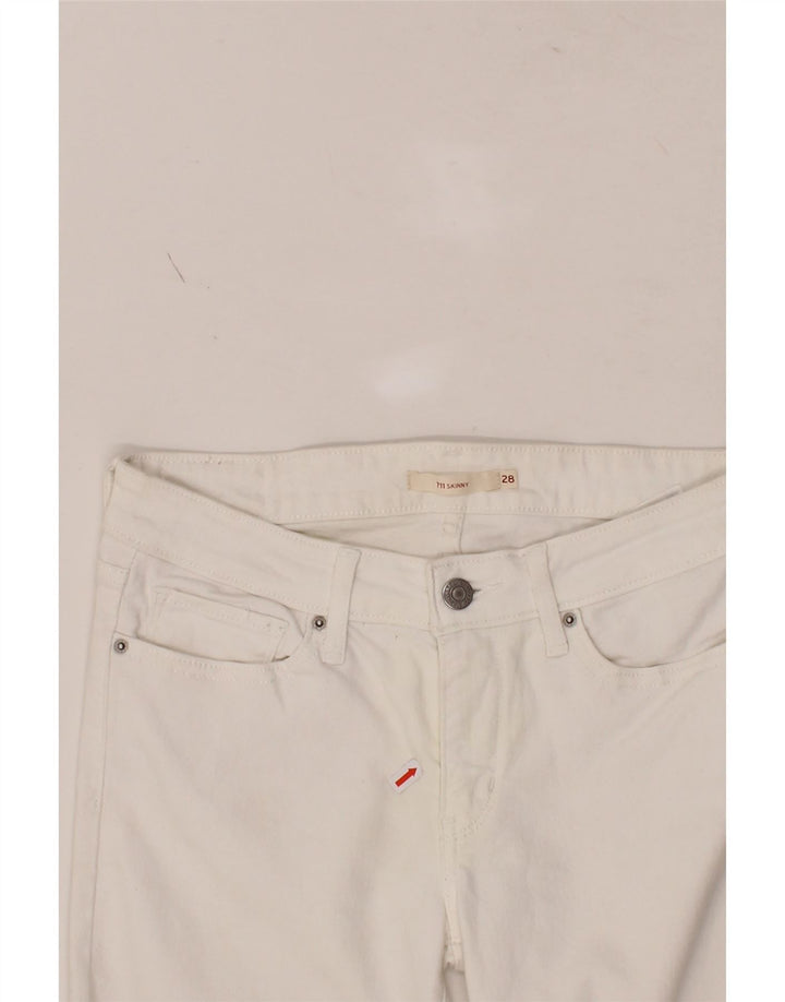 LEVI'S Womens 711 Skinny Jeans W28 L30  White Cotton Vintage Levi's and Second-Hand Levi's from Messina Hembry 