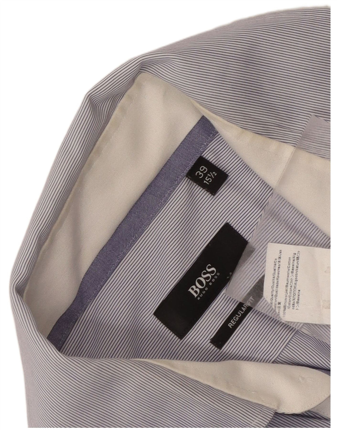 Hugo Boss Herren-Hemd mit normaler Passform, Größe 39 15 1/2, mittelblauer Nadelstreifen