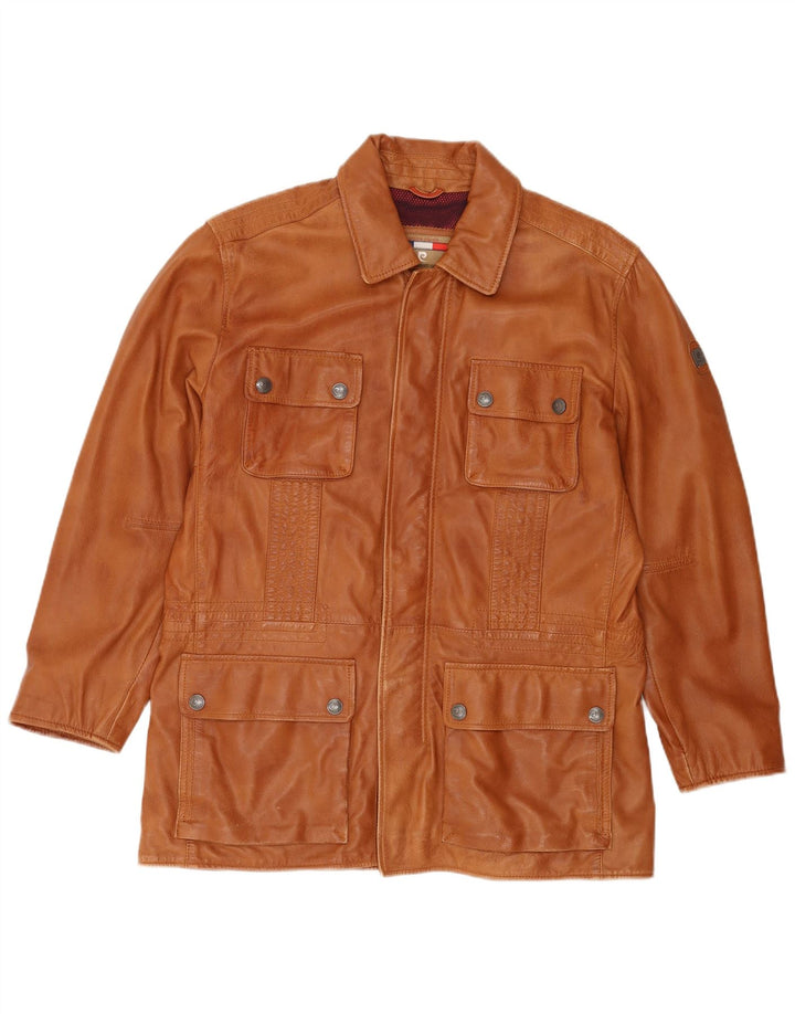 Pierre Cardin Herren Lederjacke UK 40 Großes braunes Leder