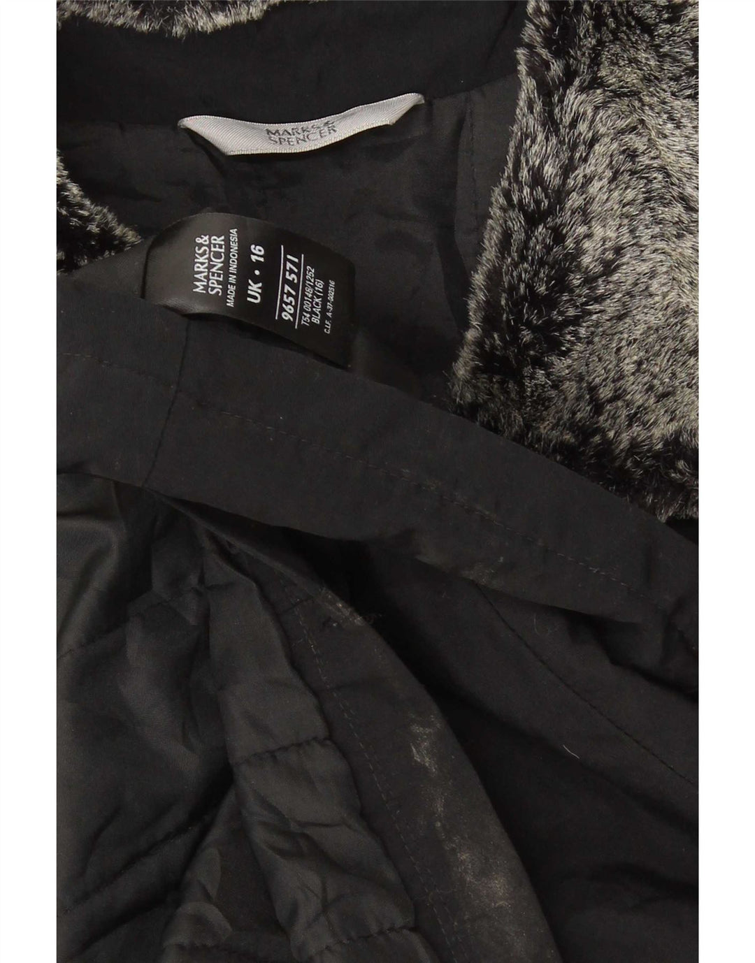 Marks & Spencer Damen Übergroße wattierte Jacke UK 16 Large Schwarz Acryl