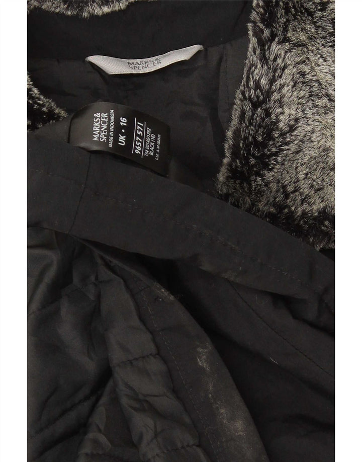 Marks & Spencer Damen Übergroße wattierte Jacke UK 16 Large Schwarz Acryl