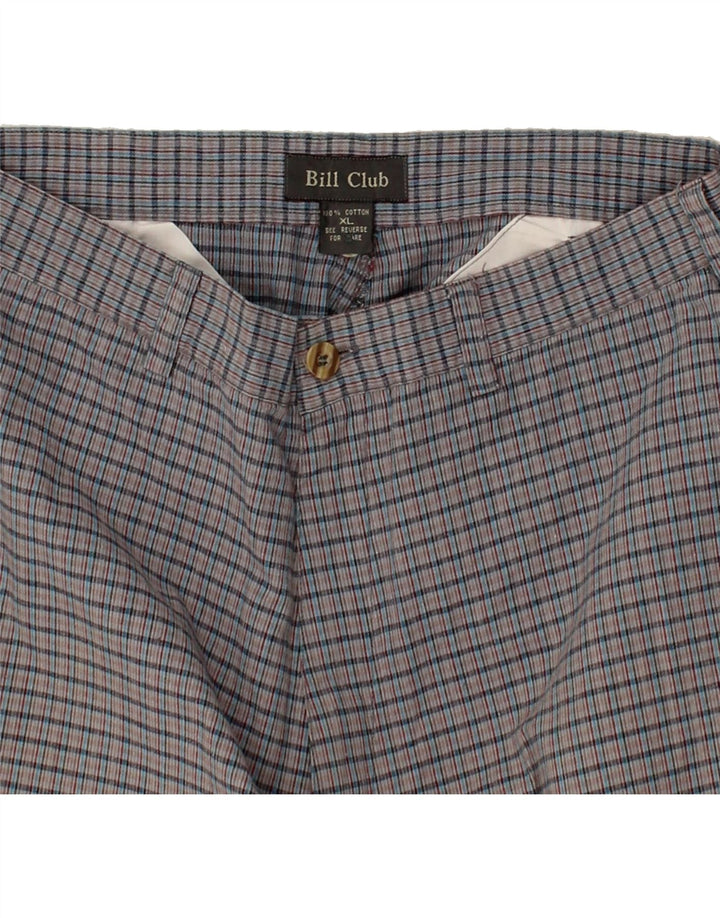 VINTAGE Herren Chino Shorts W32 Mittelgrau karierte Baumwolle