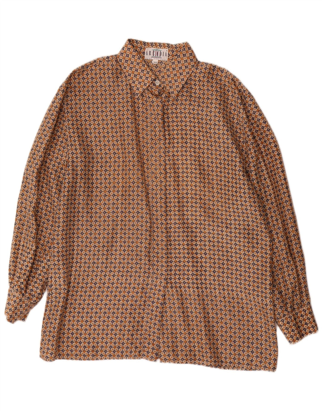 Arcadia Damen Hemdbluse IT 44 Mittelbraune Blumenseide