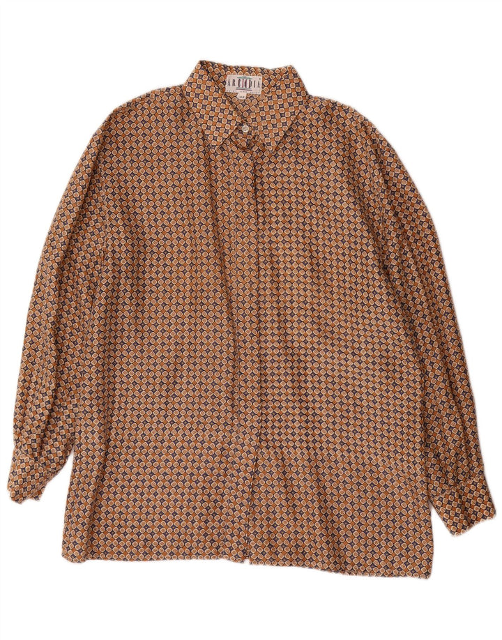 Arcadia Damen Hemdbluse IT 44 Mittelbraune Blumenseide