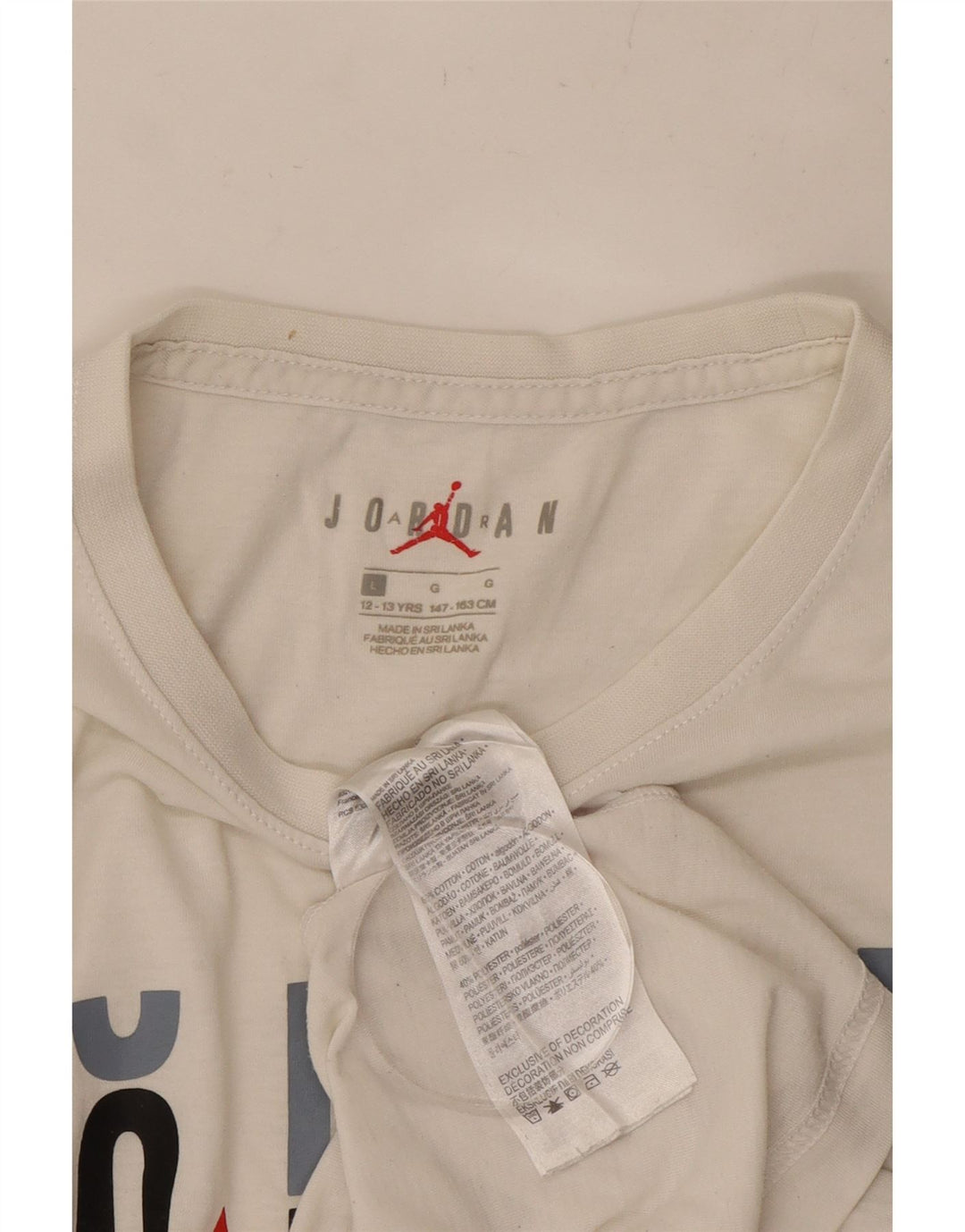 JORDAN Jungen-T-Shirt mit Grafik, 12–13 Jahre, Größe L, weiße Baumwolle