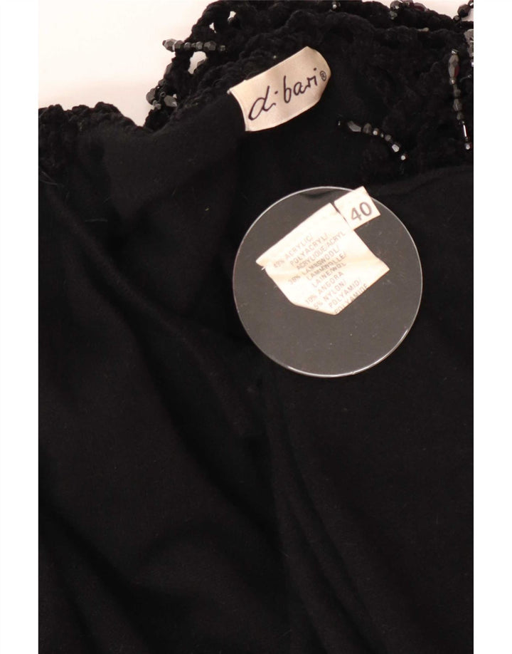 Di Bari Damen Übergroßer Longline-Cardigan mit Kapuze, EU 40, Mittelschwarz