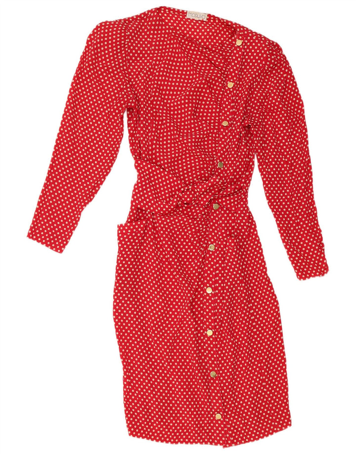 Modyva Damen Langarm-Hemdkleid IT 44 Mittelrot gepunktet