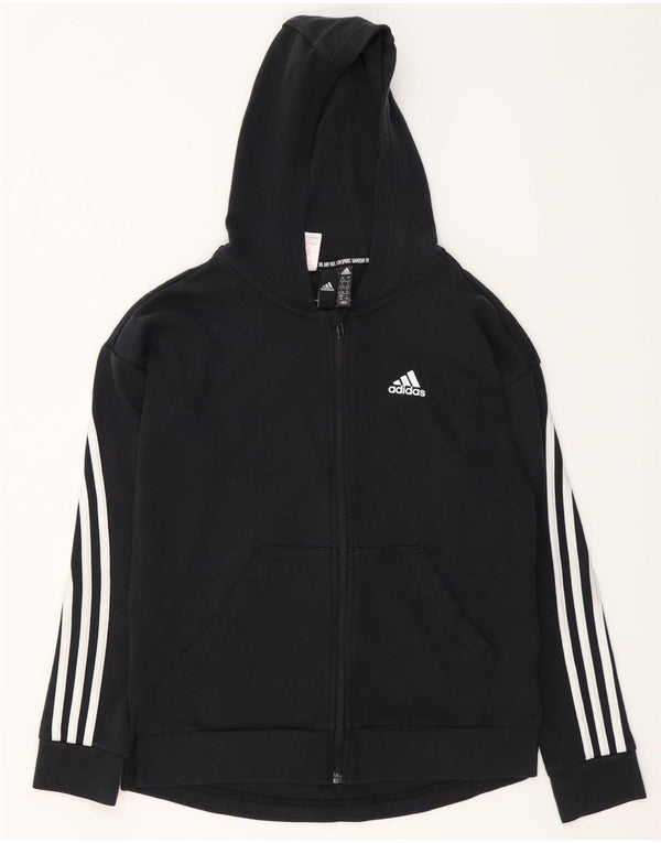 Adidas Mädchen-Kapuzenpullover mit Reißverschluss, 13–14 Jahre, schwarze Baumwolle