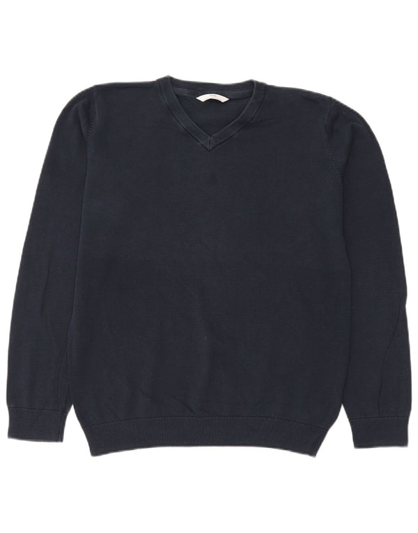 Marks & Spencer Jungen-Pullover mit V-Ausschnitt, 14–15 Jahre, marineblaue Baumwolle