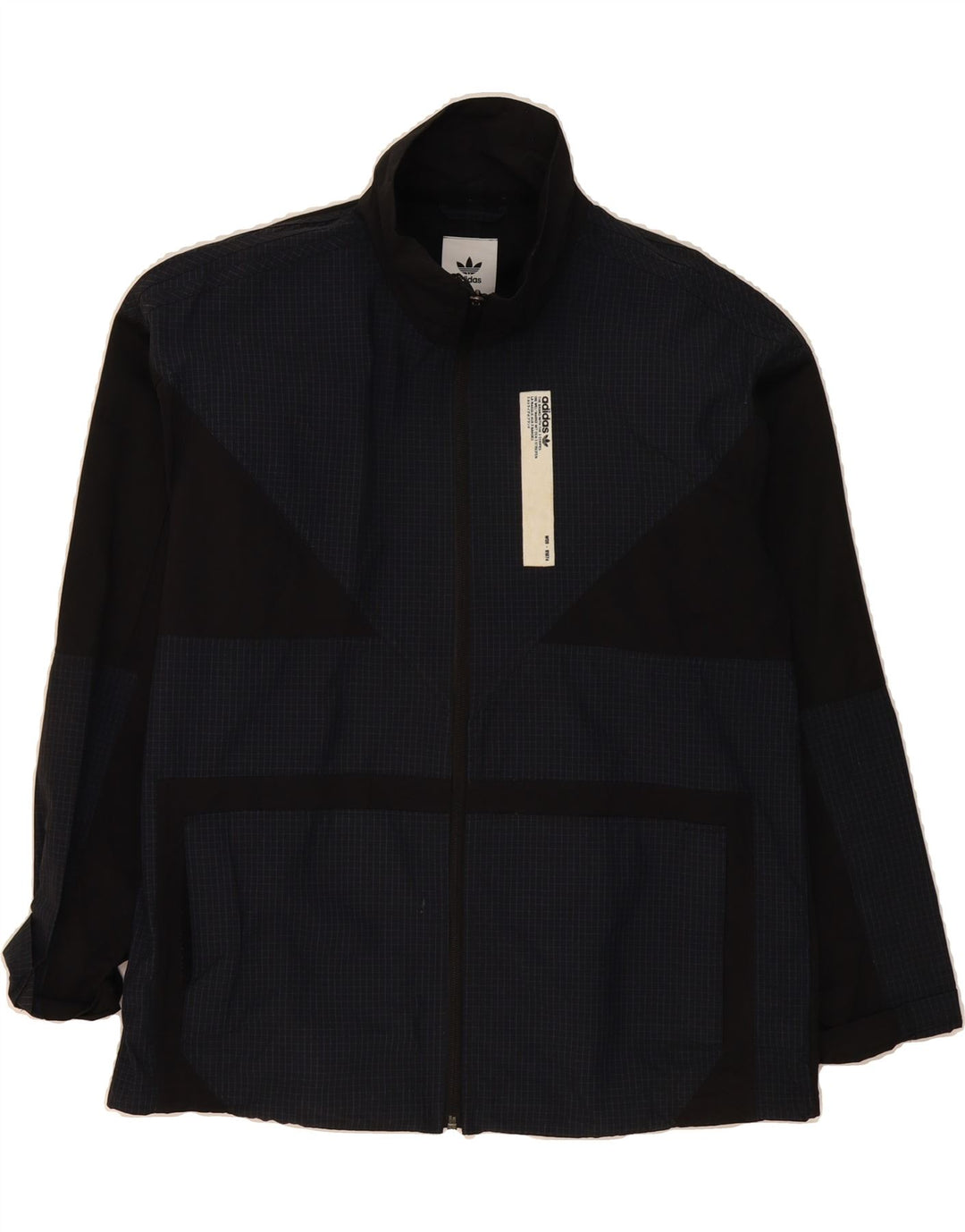 ADIDAS Mens Rain Jacket UK 38 Medium Navy Blue Colourblock Cotton Vintage Adidas and Second-Hand Adidas from Messina Hembry 