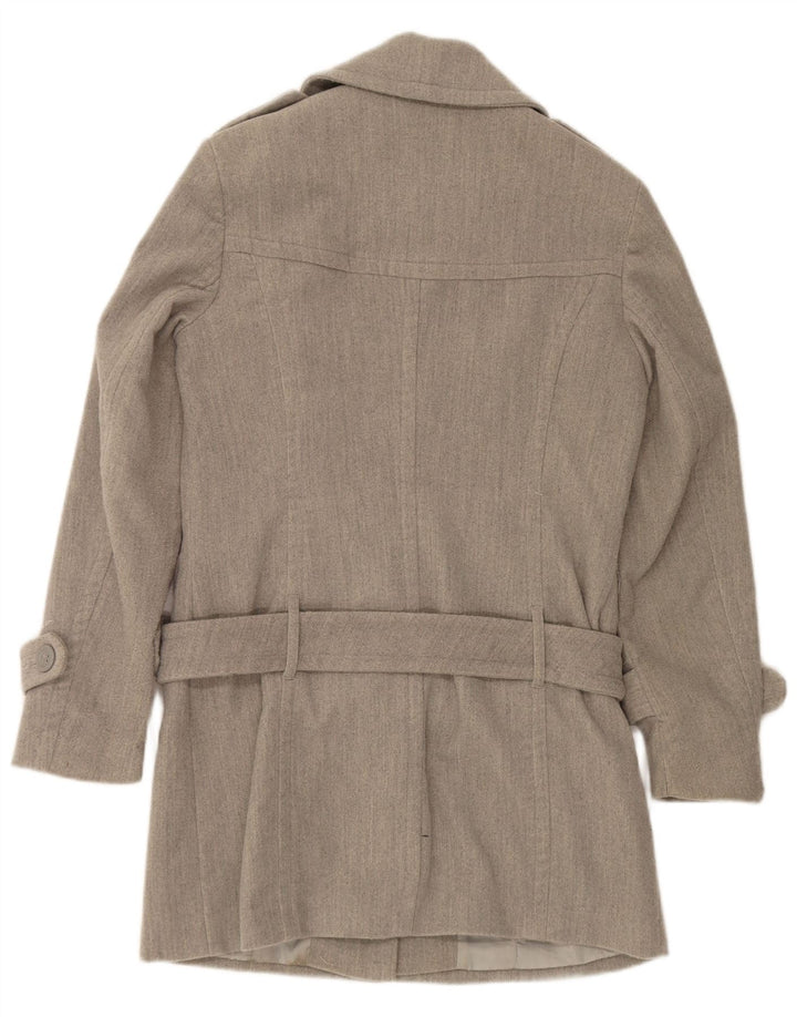 BUFFALO Womens Military Overcoat UK 12 Medium Grey Polyester