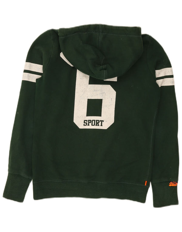 Superdry Damen Osaka Graphic Zip Hoodie Pullover UK 14 Mittelgrüne Baumwolle