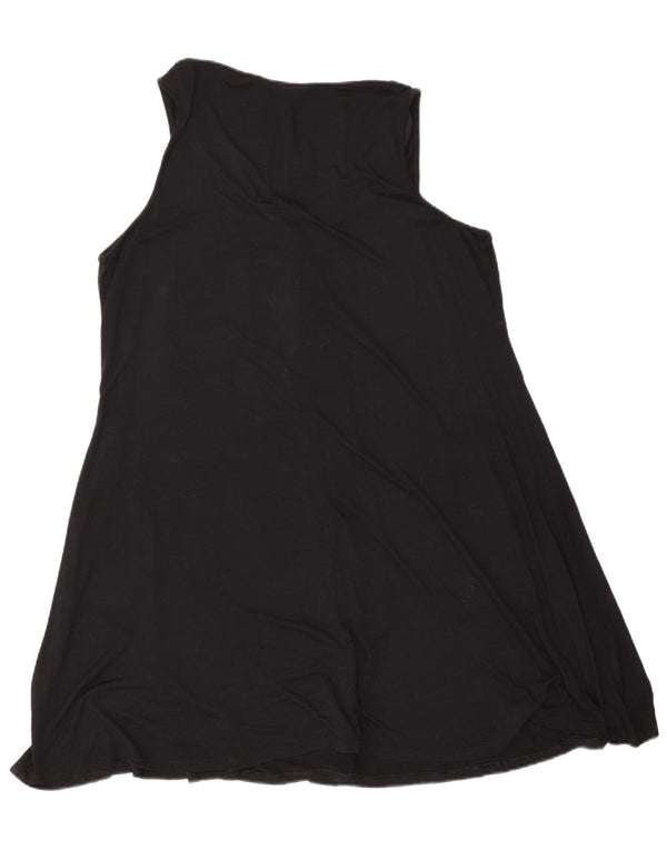 Marks & Spencer Damen Ärmelloses A-Linien-Kleid UK 16 Large Schwarze Viskose