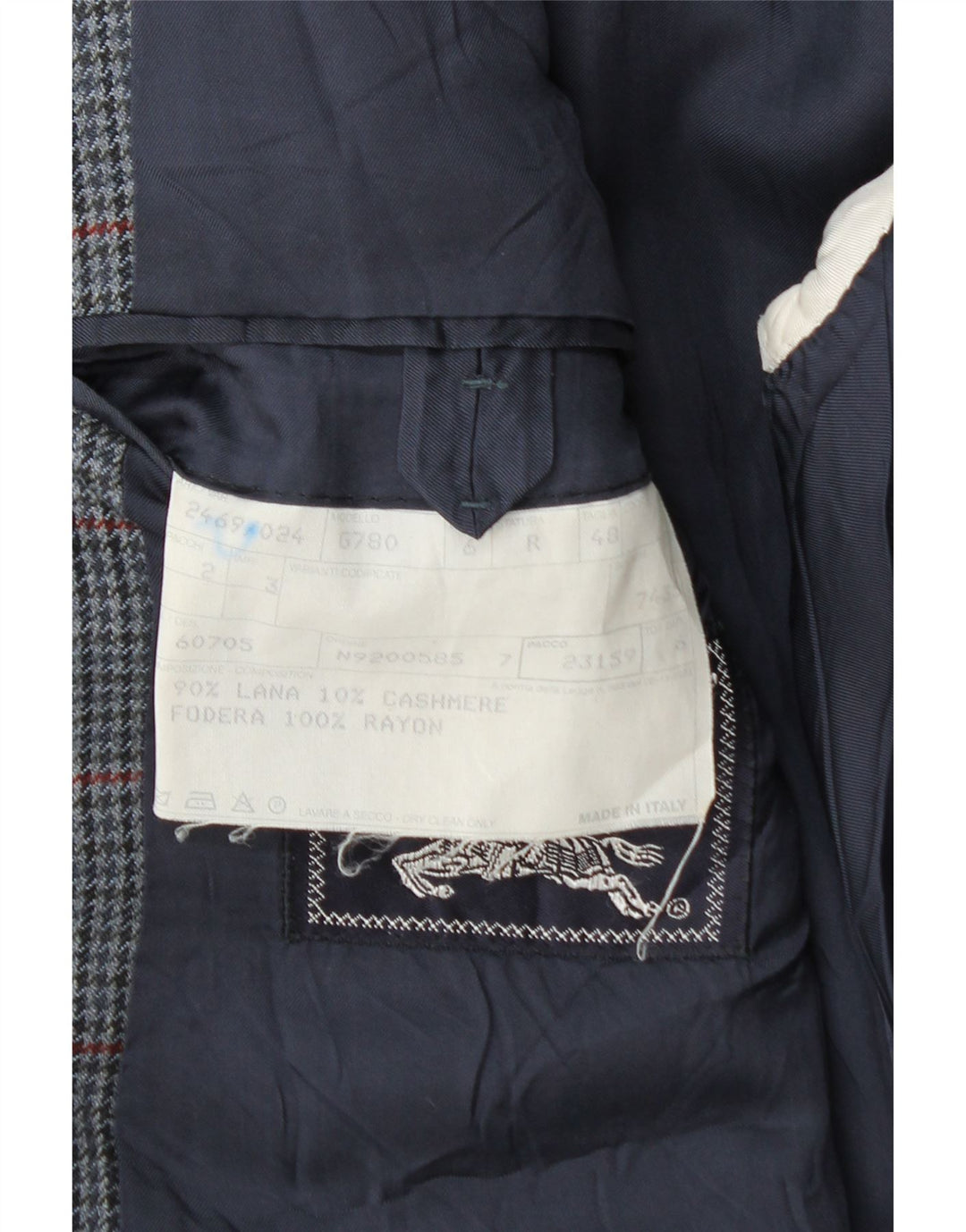 Burberrys Herren-Blazerjacke IT 48 Mittelmarineblaue Hahnentrittwolle