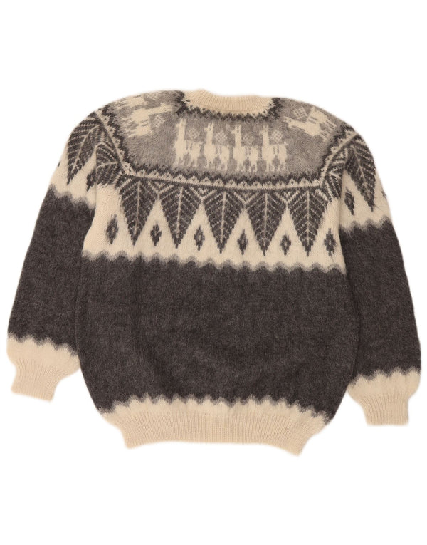 Vintage Herren Rundhalspullover Pullover Small Grey Fair Isle