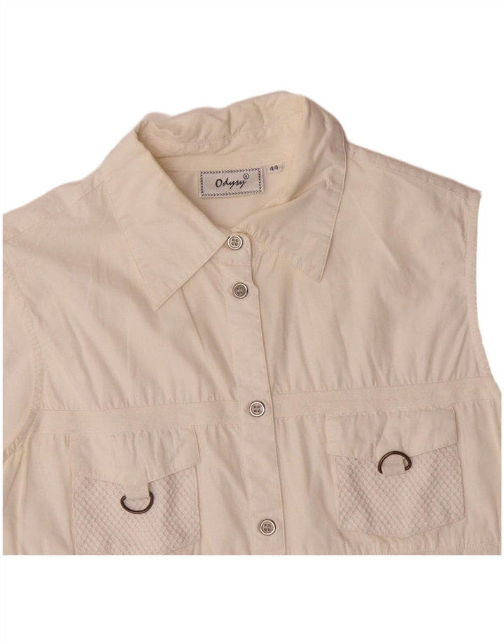 VINTAGE Damen Utility Gilet IT 44 Mittelweiße Baumwolle