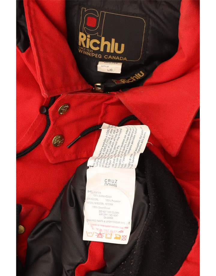 RICHLU Herren Cruz Wattierte Jacke mit Kapuze, UK 40, Größe L, Rot, Colourblock-Baumwolle