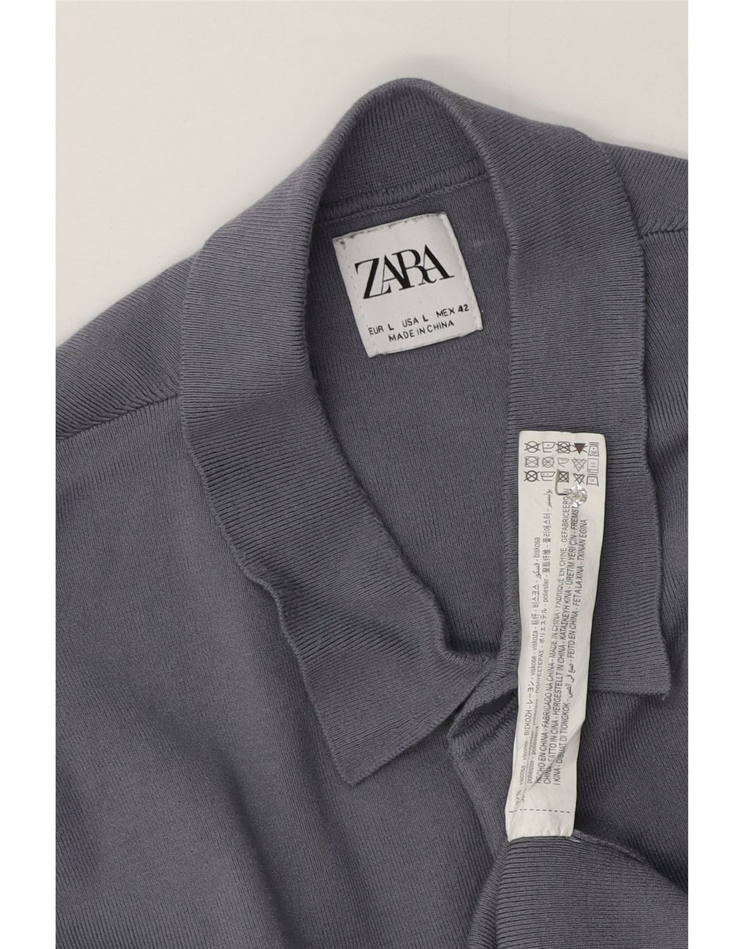 Zara Herren-Poloshirt, große graue Viskose