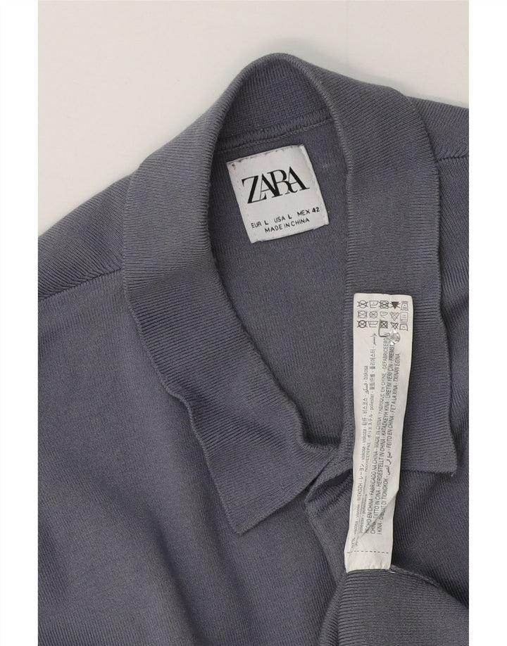 Zara Herren-Poloshirt, große graue Viskose