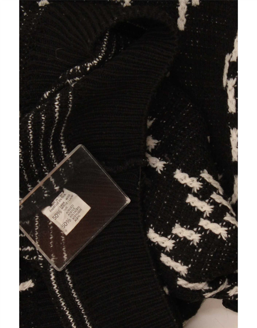 Vintage Herren Rundhalspullover Pullover XL Schwarz Argyle/Diamond Wool